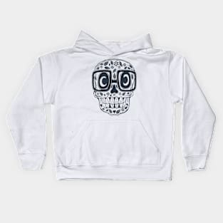 Skull Eyeglass Halloween Doodle Dark Lines Kids Hoodie